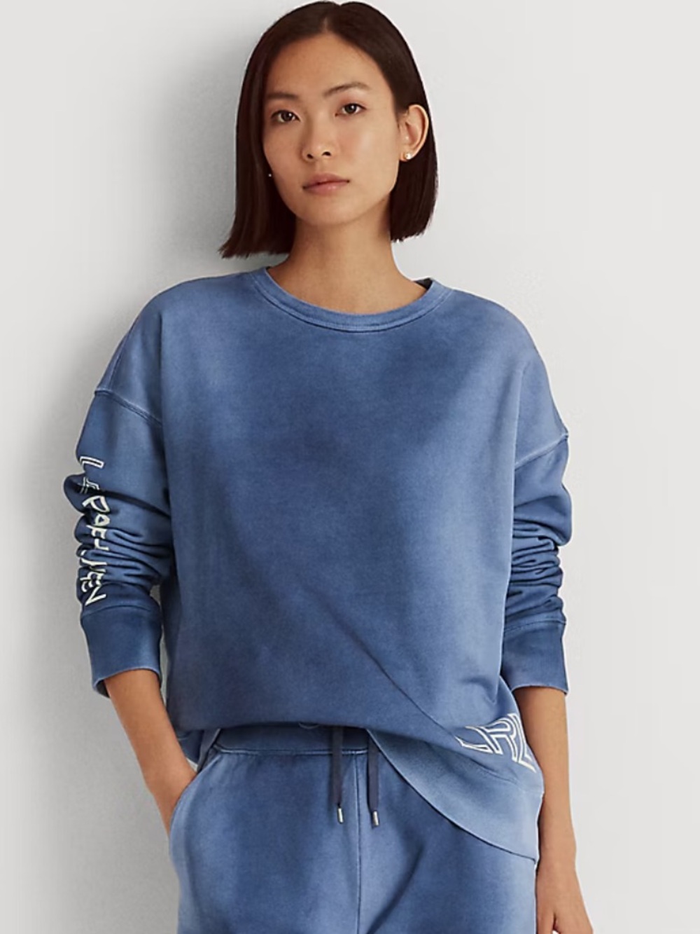 BOGO! Lauren Ralph Lauren Logo French Terry Pullover Blue Size Medium